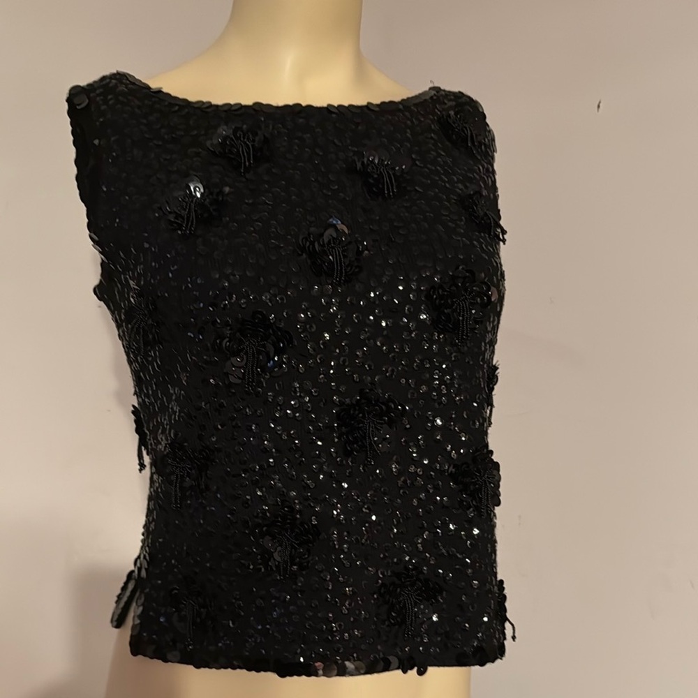 Elegant Black Sequin Top